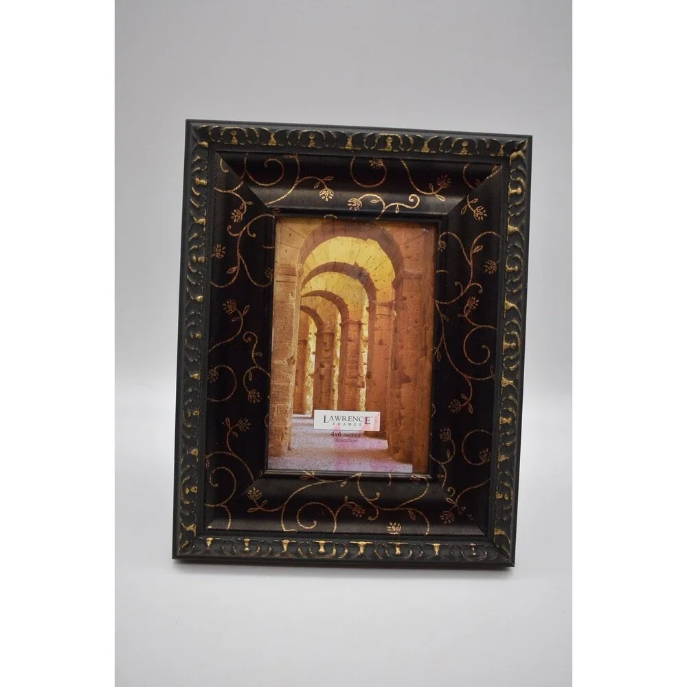LAWRENCE FRAMES Carved Antique Bronze Photo Picture Frame 4 X 6 Photos used